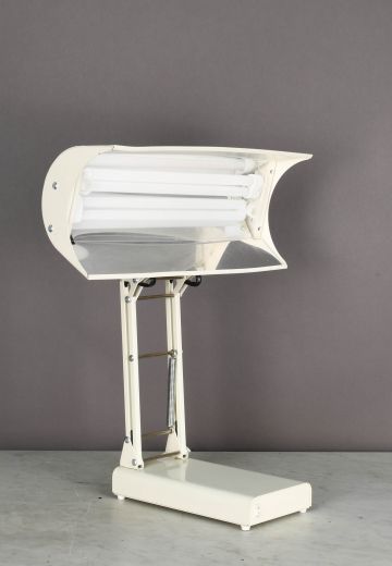 Off White Oversize Industrial Desk Lamp w/Articulating Head
