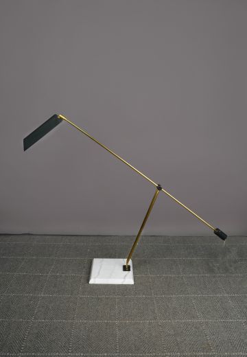 Brass & Black Adjustable Oversize Desk Lamp w/Marble Style Base