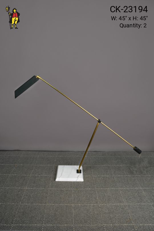 Brass & Black Adjustable Oversize Desk Lamp w/Marble Style Base