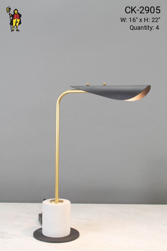 Contemporary Black, Brass, & Marble Desk Lamp