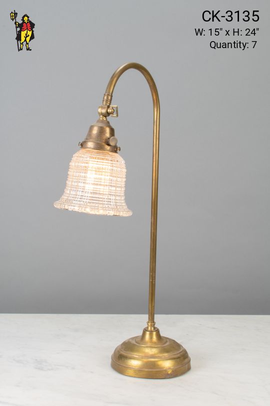 Curved Arm One Light Brass Table Lamp