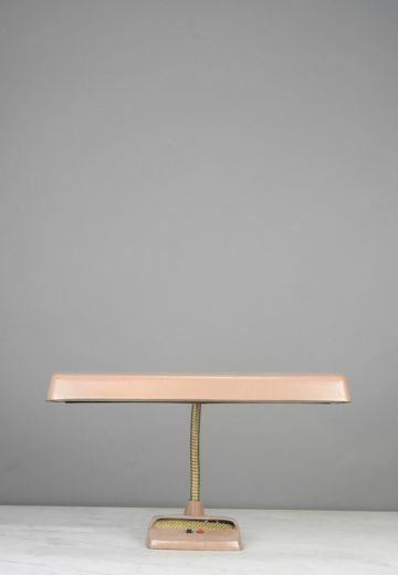 Fluorecent Mid Century Pink & Gold Desk Lamp