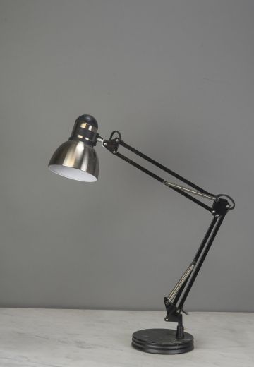 Adjustable Silver & Black Desk Lamp