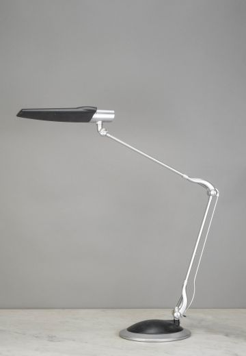 Fluorescent Adjustable Silver & Black Desk Lamp