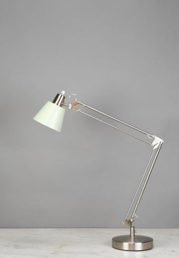 Silver Adjustable Desk Lamp w/Green Shade