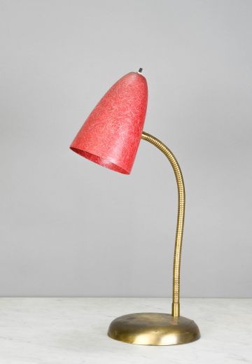 Red Shaded Gooseneck Desk Lamp