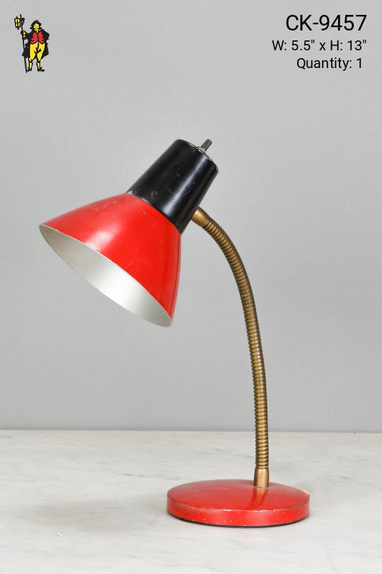 Red & Black Gooseneck Desk Lamp