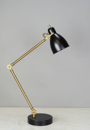 Matte Black & Brass Adjustable Desk Lamp