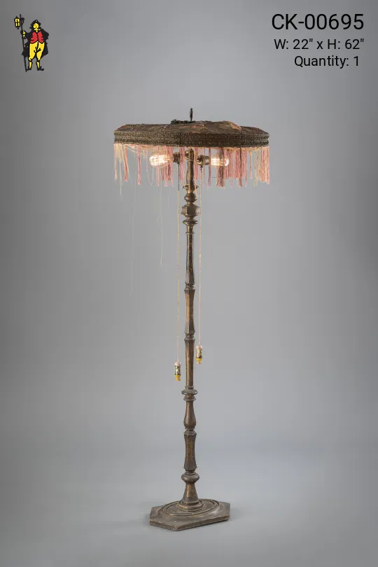 Funky Wooden Two Light Floor Lamp