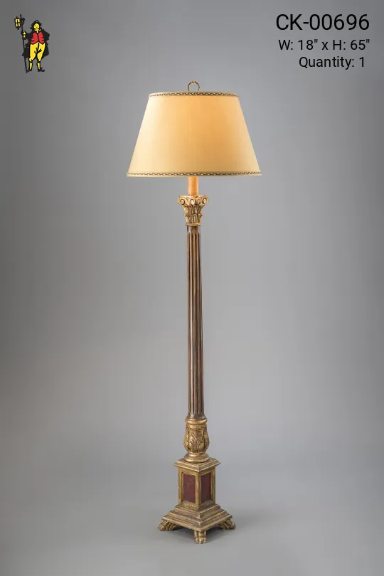 Traditional Brass Floor Lamp w/Empire Shade