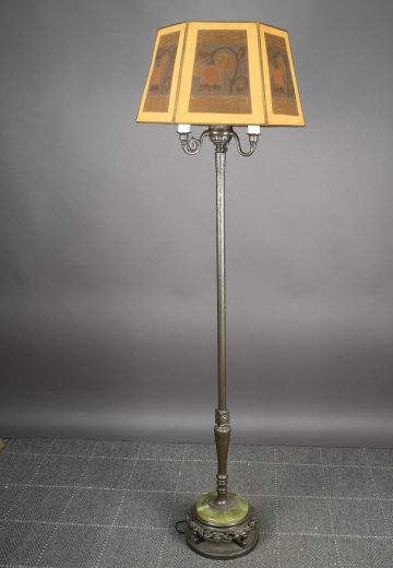 Antique Brass Floor Lamp With Mica Shade
