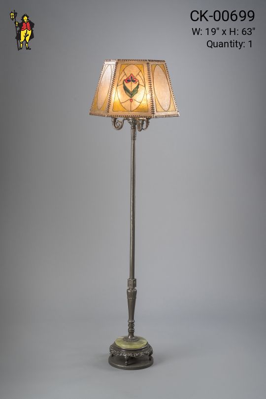 Antique Brass Floor Lamp With Mica Shade