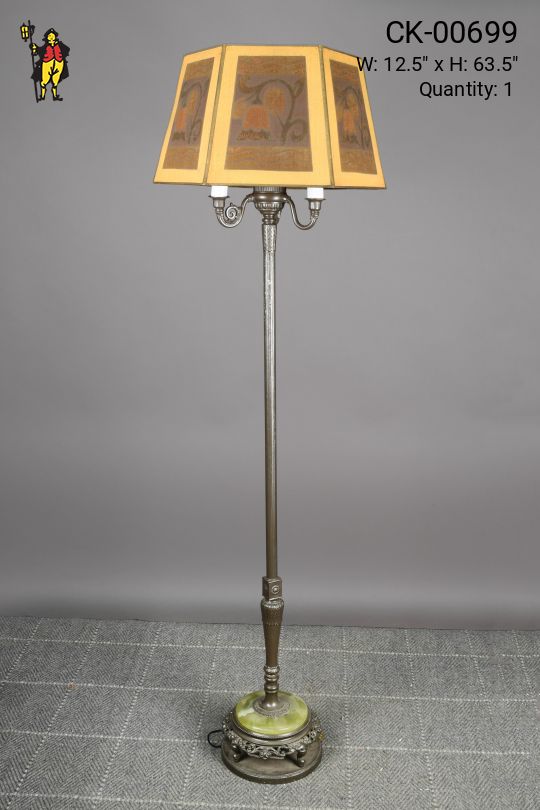 Antique Brass Floor Lamp With Mica Shade