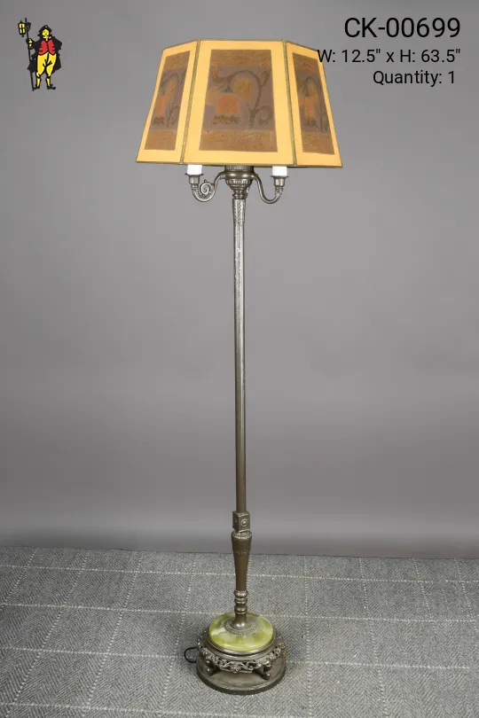 Antique Brass Floor Lamp With Mica Shade