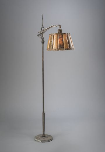Bridge Floor Lamp w/Amber Mica Lampshade