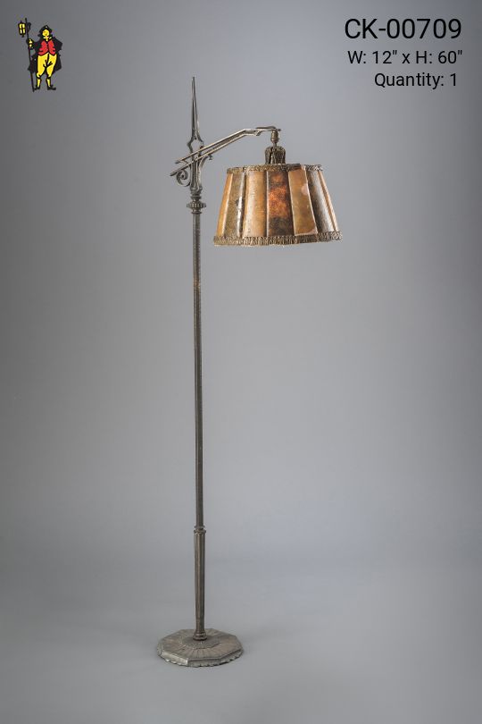 Bridge Floor Lamp w/Amber Mica Lampshade