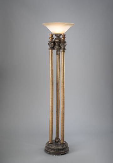 Gothic Brass & Bronze Tripod Torchiere