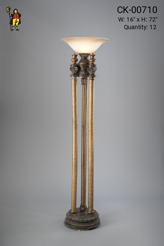 Gothic Brass & Bronze Tripod Torchiere