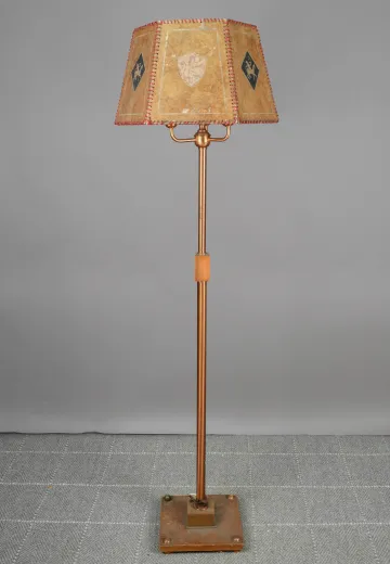 Three Candle Floor Lamp w/Etched Mica Lampshade