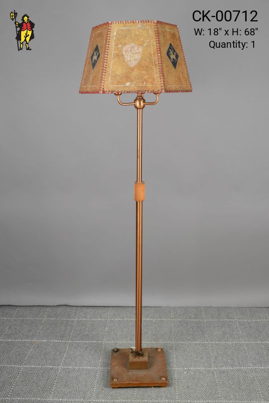 Three Candle Floor Lamp w/Etched Mica Lampshade