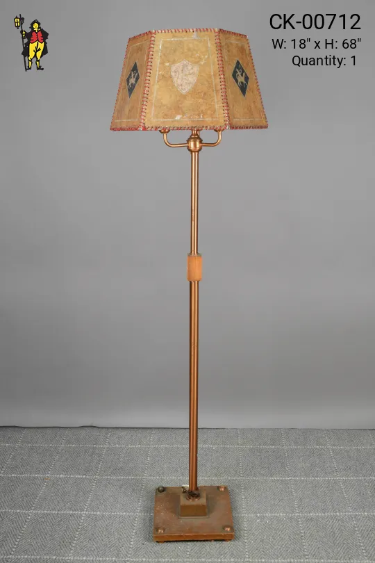 Three Candle Floor Lamp w/Etched Mica Lampshade