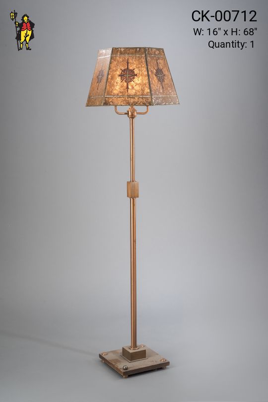 Three Candle Floor Lamp w/Etched Mica Lampshade