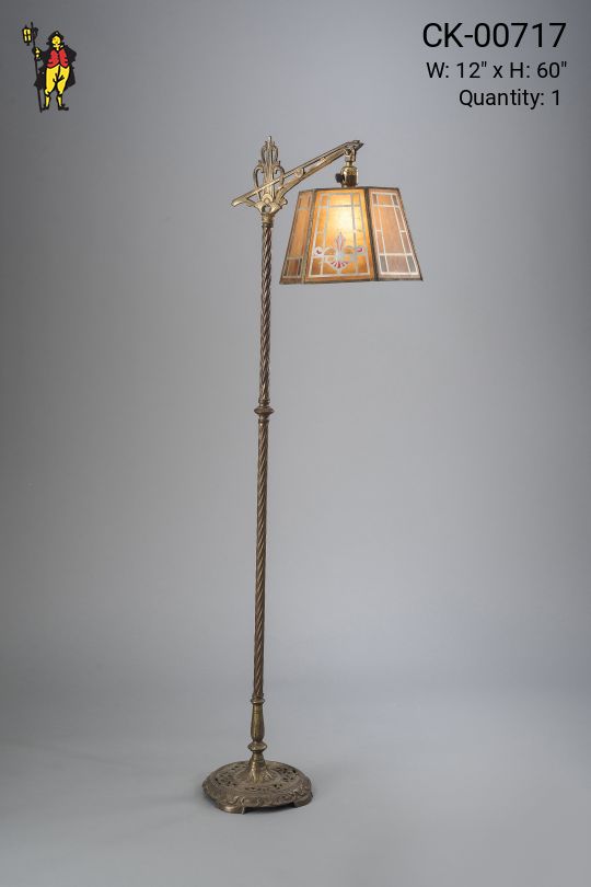 Bridge Floor Lamp w/Amber Mica Lampshade