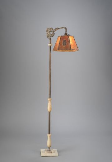 Bridge Floor Lamp w/Amber Mica Lampshade