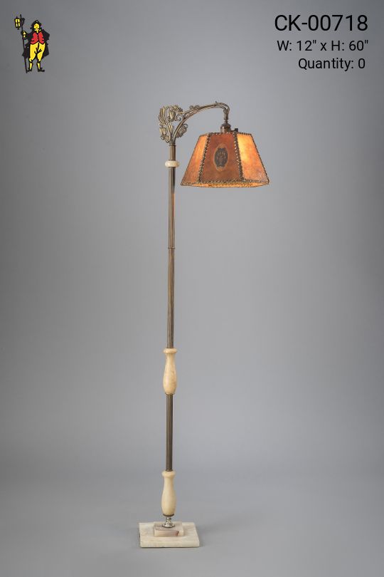 Bridge Floor Lamp w/Amber Mica Lampshade