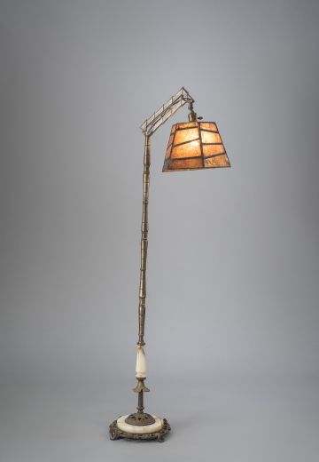 Bridge Floor Lamp w/Amber Mica Lampshade
