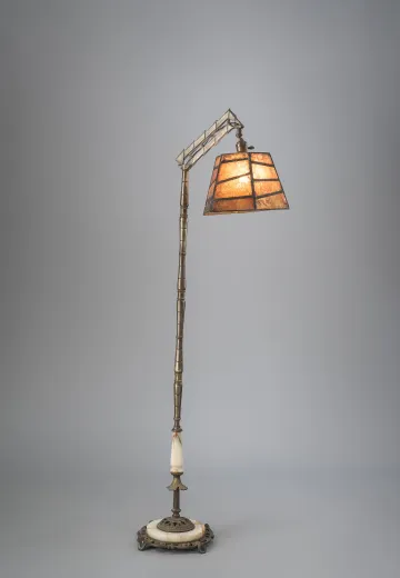 Bridge Floor Lamp w/Amber Mica Lampshade