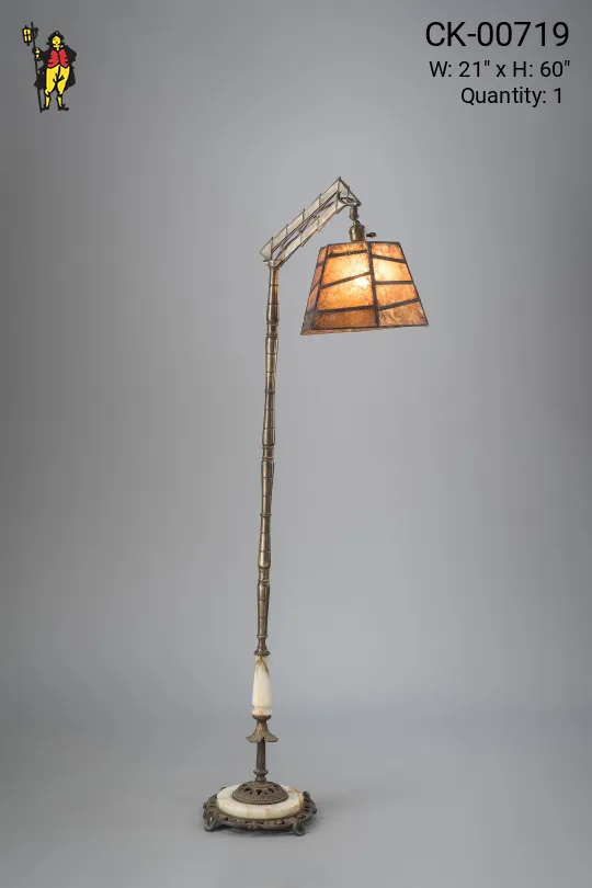 Bridge Floor Lamp w/Amber Mica Lampshade