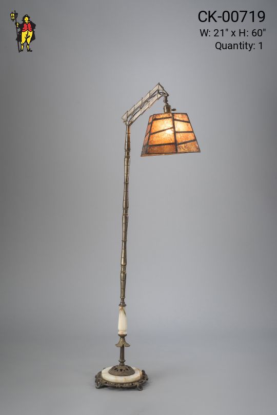 Bridge Floor Lamp w/Amber Mica Lampshade