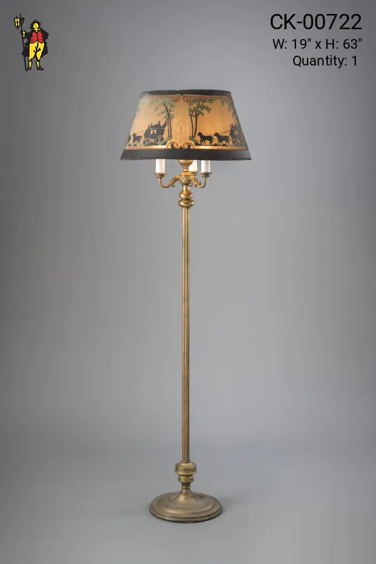Three Light Floor Lamp With Mica Shade