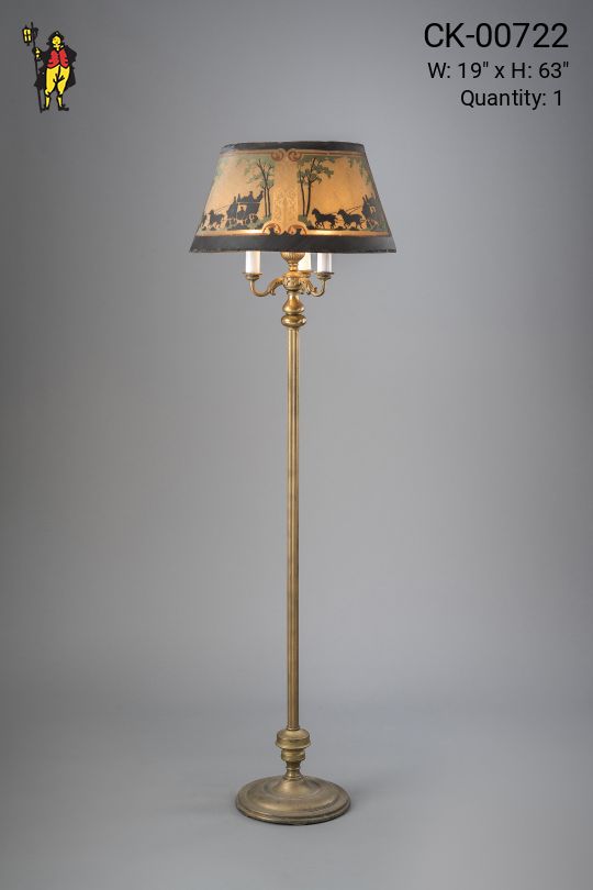 Three Light Floor Lamp With Mica Shade