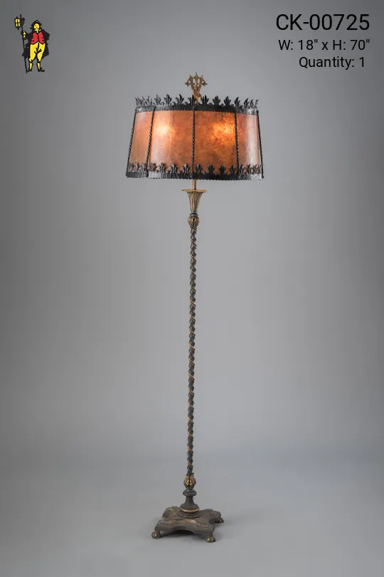 Gothic Floorlamp w/Amber Mica Lampshade