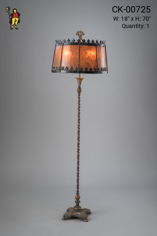 Gothic Floorlamp w/Amber Mica Lampshade