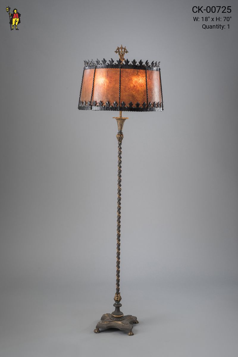 Gothic Floorlamp w Amber Mica Lampshade Floor Lamps Collection City Knickerbocker Lighting Rentals