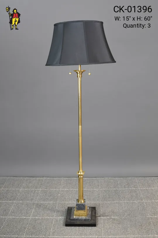 Brass Floor Lamp w/Black Marble Base