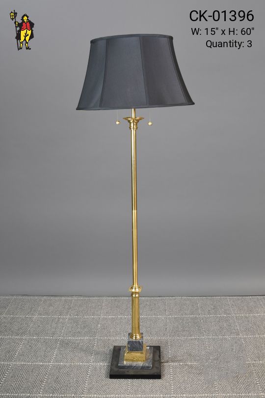 Brass Floor Lamp w/Black Marble Base