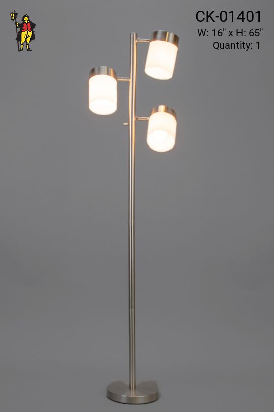 Three Light Floor Lamp w/Frosted Glass Shades