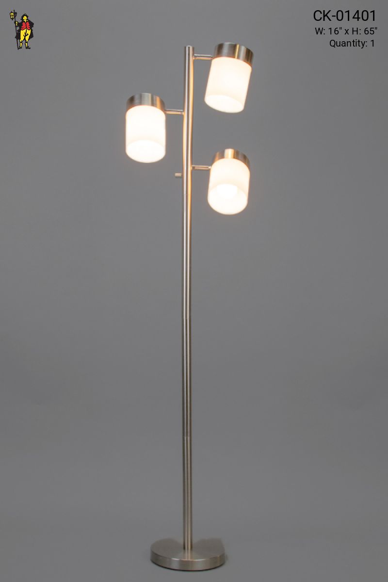 Three Light Floor Lamp w Frosted Glass Shades Floor Lamps Collection City Knickerbocker Lighting Rentals