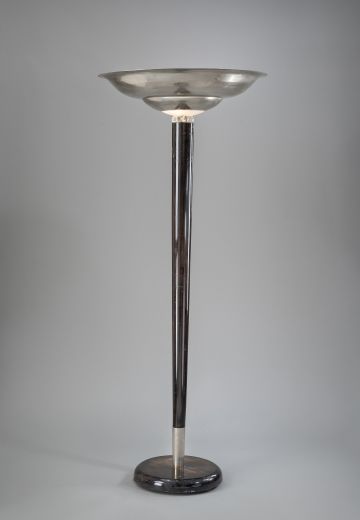 Oversize Polished Nickel & Black Floor Lamp