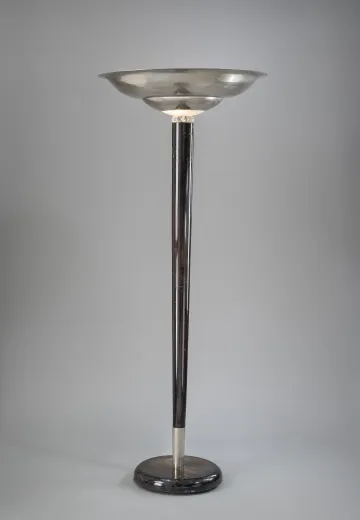 Oversize Polished Nickel & Black Floor Lamp