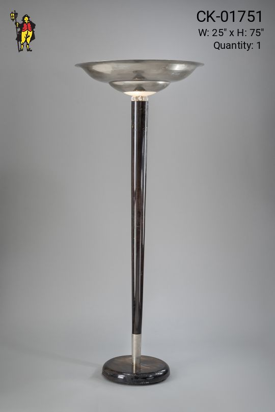 Oversize Polished Nickel & Black Floor Lamp
