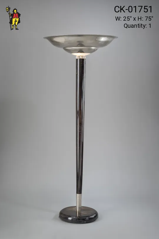 Oversize Polished Nickel & Black Floor Lamp