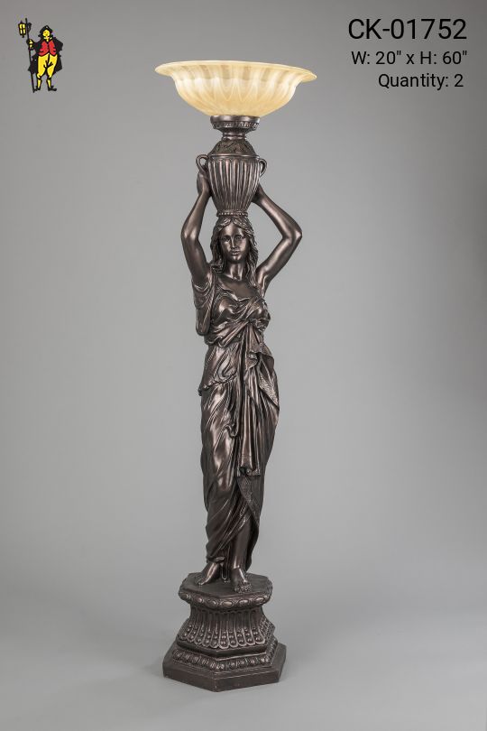 Art Nouveau Bronze Statue Torchère