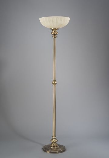 Glass Shaded Brass Torchiere