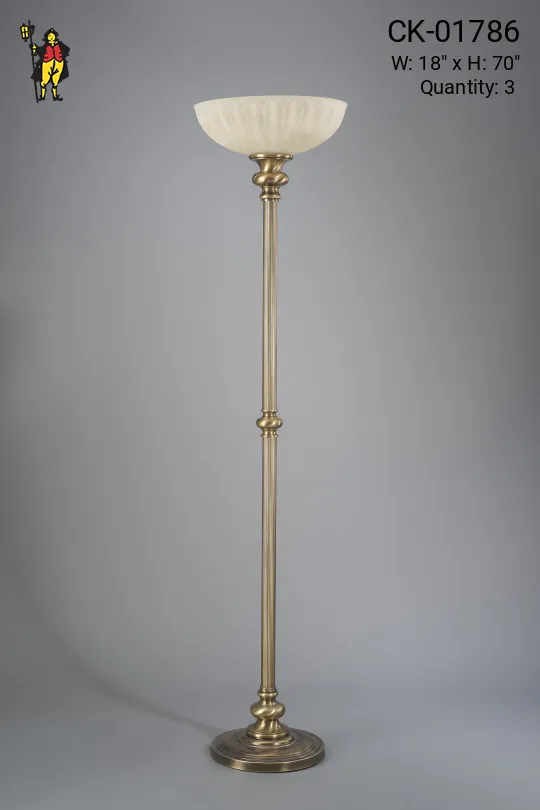 Glass Shaded Brass Torchiere