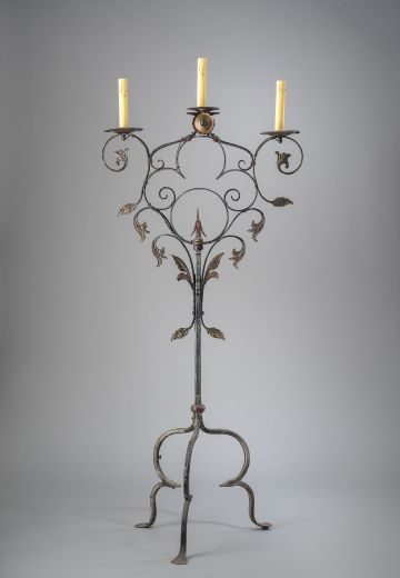 Three Candle Non-Electric Iron Candelabra
